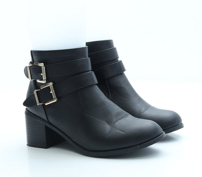 Atmosphere Womens Black Leather Bootie Boot UK 3 36 US 5