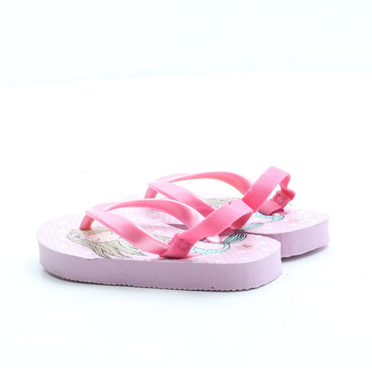 Preworn Girls Pink Polka Dot Rubber Slingback Sandal UK 6 - Mermaid