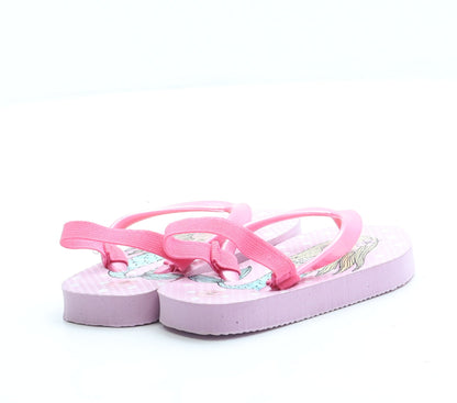 Preworn Girls Pink Polka Dot Rubber Slingback Sandal UK 6 - Mermaid
