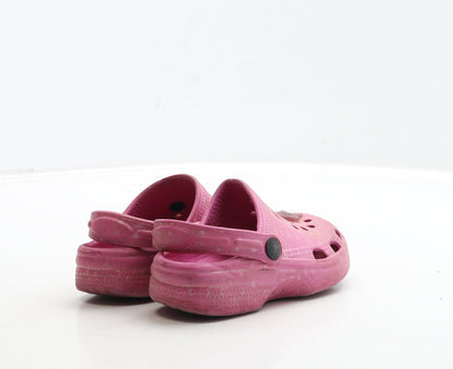 Preworn Girls Pink Rubber Clog Sandal UK 8 26 - Butterfly & Star Detail