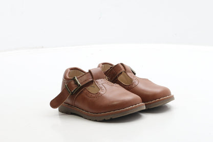 Preworn Girls Brown Leather Mary Jane Casual UK 3