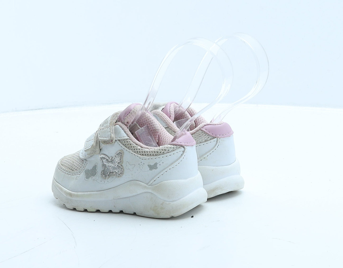 F&F Girls White Leather Trainer UK 4 20 - Butterfly