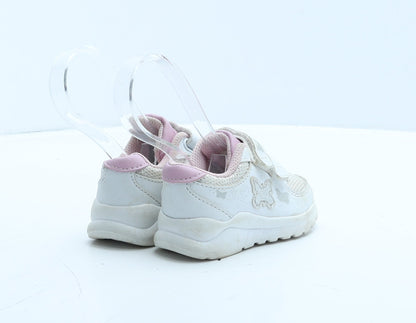 F&F Girls White Leather Trainer UK 4 20 - Butterfly