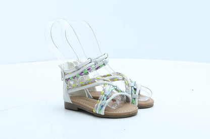 George Girls White Leather Gladiator Sandal UK 5 - Braids