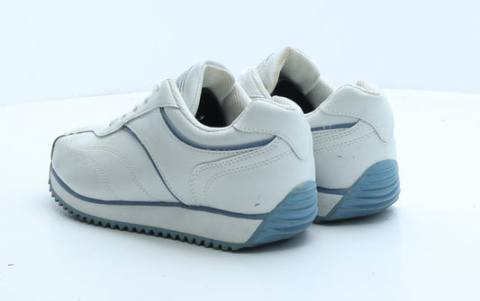Active Womens White Geometric Leather Trainer UK 4 37