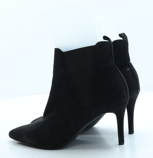 Primark Womens Black Suede Bootie Boot UK 7 40 US 9 - Wide Fit