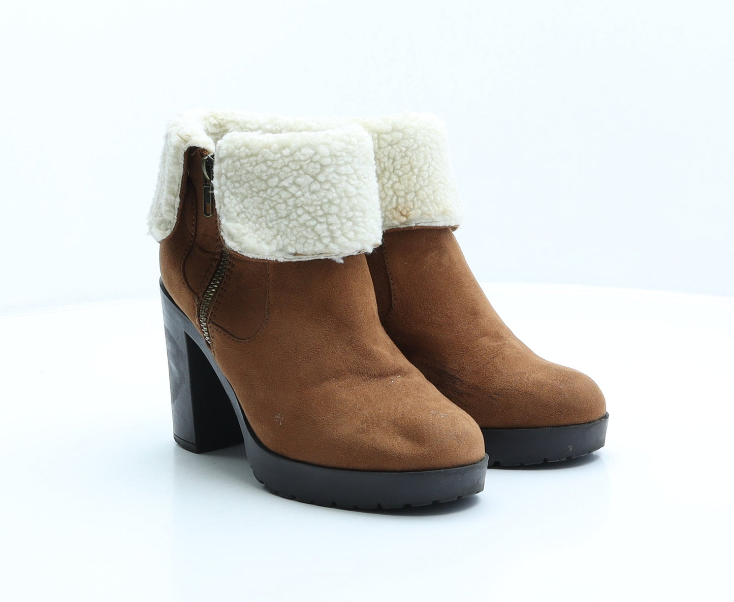 Primark Womens Brown Polyester Bootie Boot UK 3 36