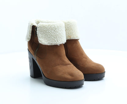 Primark Womens Brown Polyester Bootie Boot UK 3 36