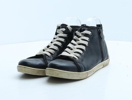 George Womens Black Leather Trainer Boot UK 5 38
