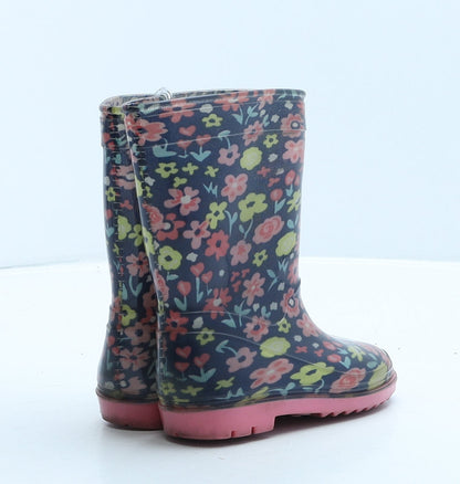 Preworn Girls Multicoloured Floral Rubber Wellies Boot UK 5