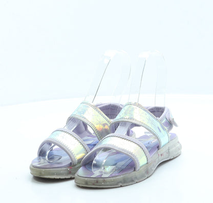 George Girls Purple Leather Strappy Sandal UK 6 27 - Frozen