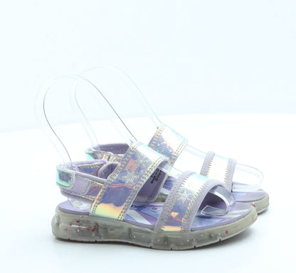 George Girls Purple Leather Strappy Sandal UK 6 27 - Frozen