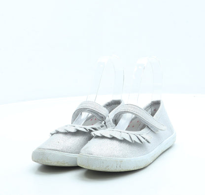 Pep & Co Girls Silver Polyester Mary Jane Flat UK 11 29