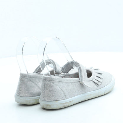 Pep & Co Girls Silver Polyester Mary Jane Flat UK 11 29
