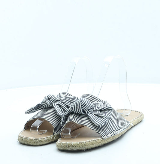 Primark Womens Blue Striped Polyester Slip On Sandal UK 5 38 US 7