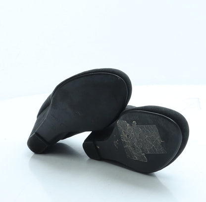 Primark Womens Black Suede Court Heel UK 6 39 - Wide Fit