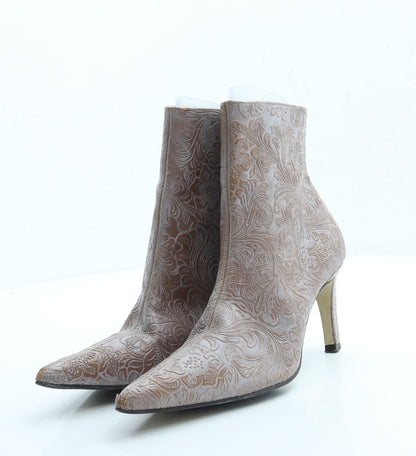 Preworn Womens Pink Floral Leather Bootie Boot UK 7 40