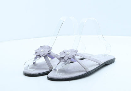 Preworn Womens Purple Suede Slip On Flat UK 4 37 - Flower