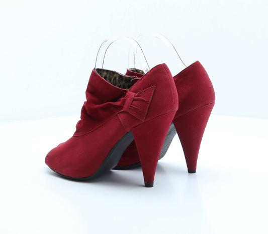 George Womens Red Polyester Bootie Boot UK 6