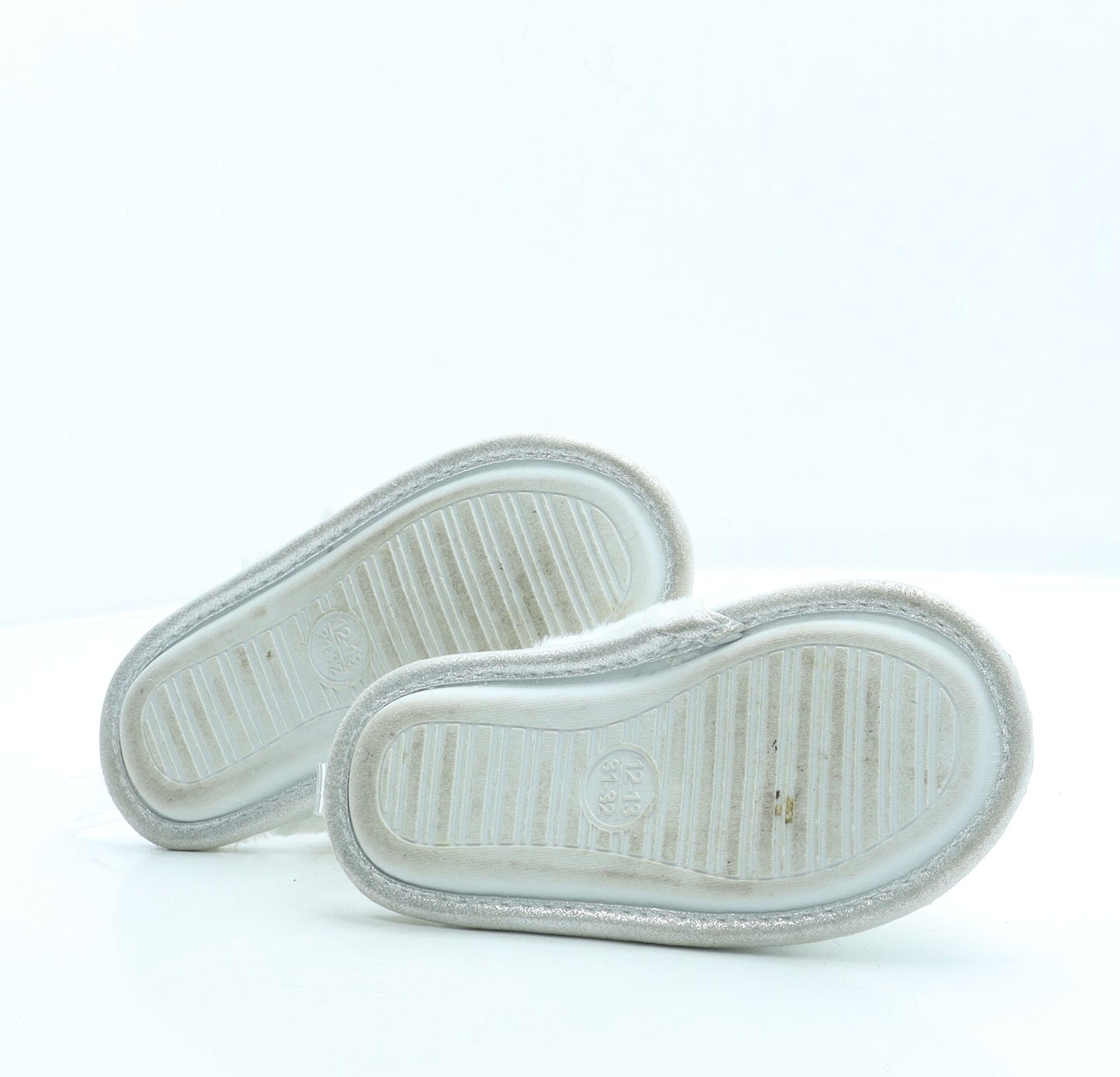 F&F Girls White Geometric Polyester Slip On Slipper UK 12 31 - Stars
