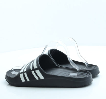 Preworn Womens Black Striped Rubber Slider Sandal UK 9 43