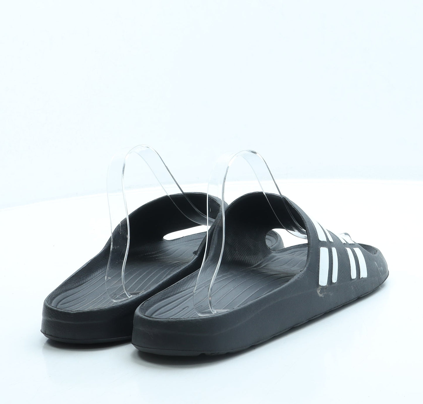 Preworn Womens Black Striped Rubber Slider Sandal UK 9 43