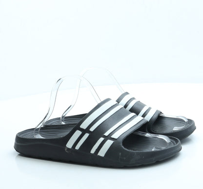 Preworn Womens Black Striped Rubber Slider Sandal UK 9 43