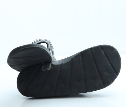 Preworn Womens Black Striped Rubber Slider Sandal UK 9 43