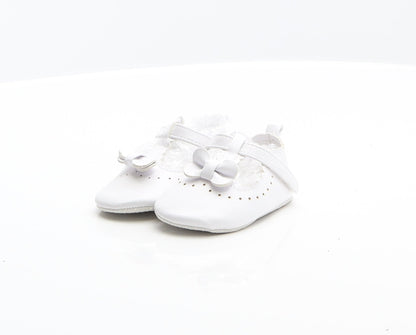 F&F Unisex Baby & Toddler White Polyester Mary Jane Flat UK 0-6 Months