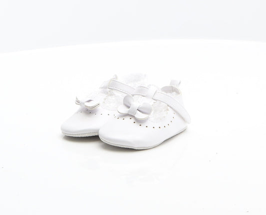 F&F Unisex Baby & Toddler White Polyester Mary Jane Flat UK 0-6 Months
