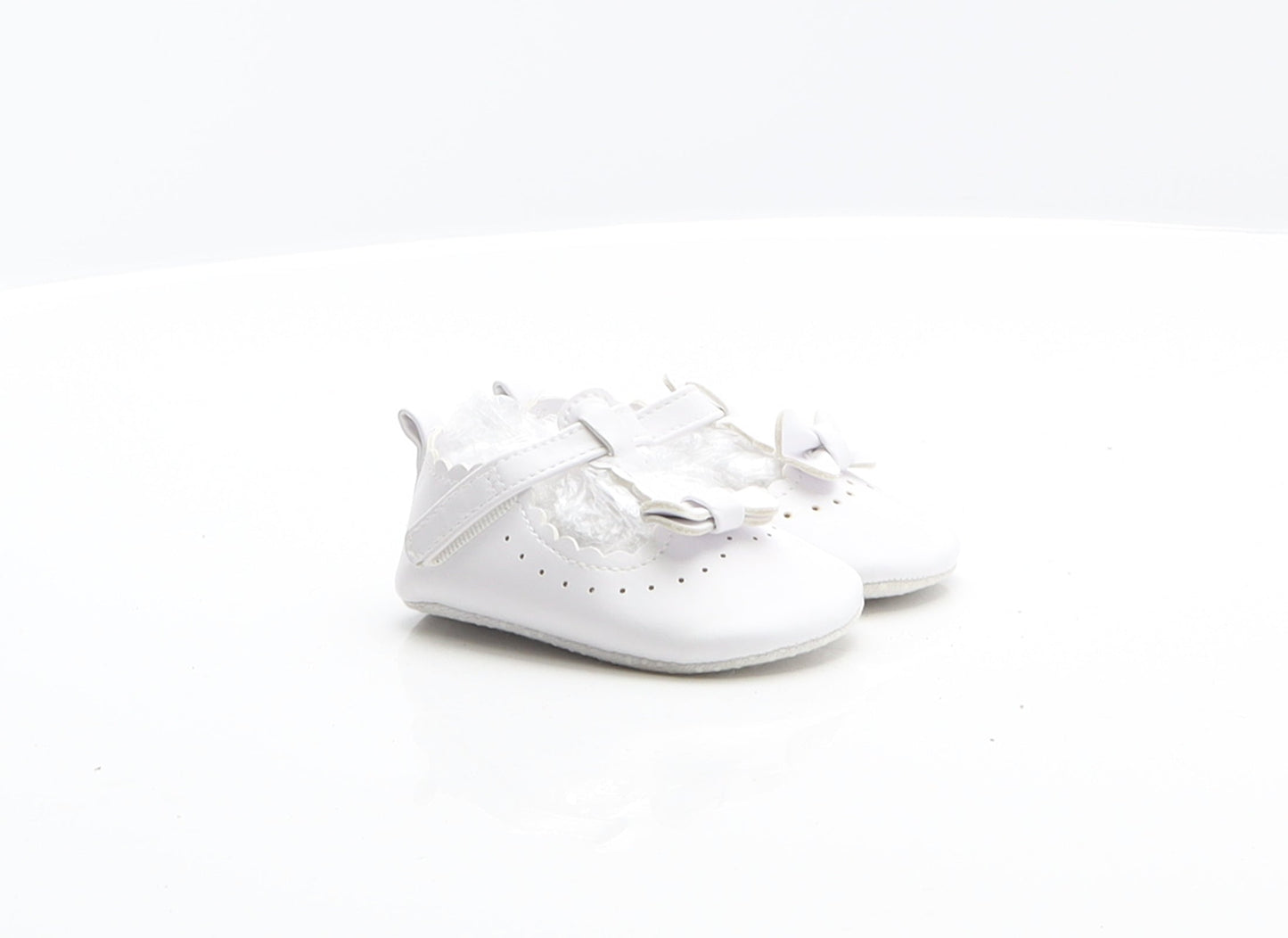 F&F Unisex Baby & Toddler White Polyester Mary Jane Flat UK 0-6 Months
