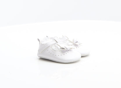 F&F Unisex Baby & Toddler White Polyester Mary Jane Flat UK 0-6 Months