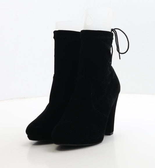 Primark Womens Black Polyester Sock Boot UK 3 36 - Wide Fit