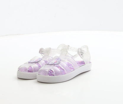 Preworn Girls Clear Rubber Fisherman Sandal UK 6 23 - Unicorn Detail