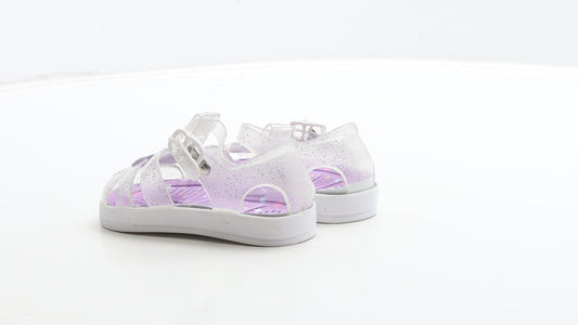 Preworn Girls Clear Rubber Fisherman Sandal UK 6 23 - Unicorn Detail