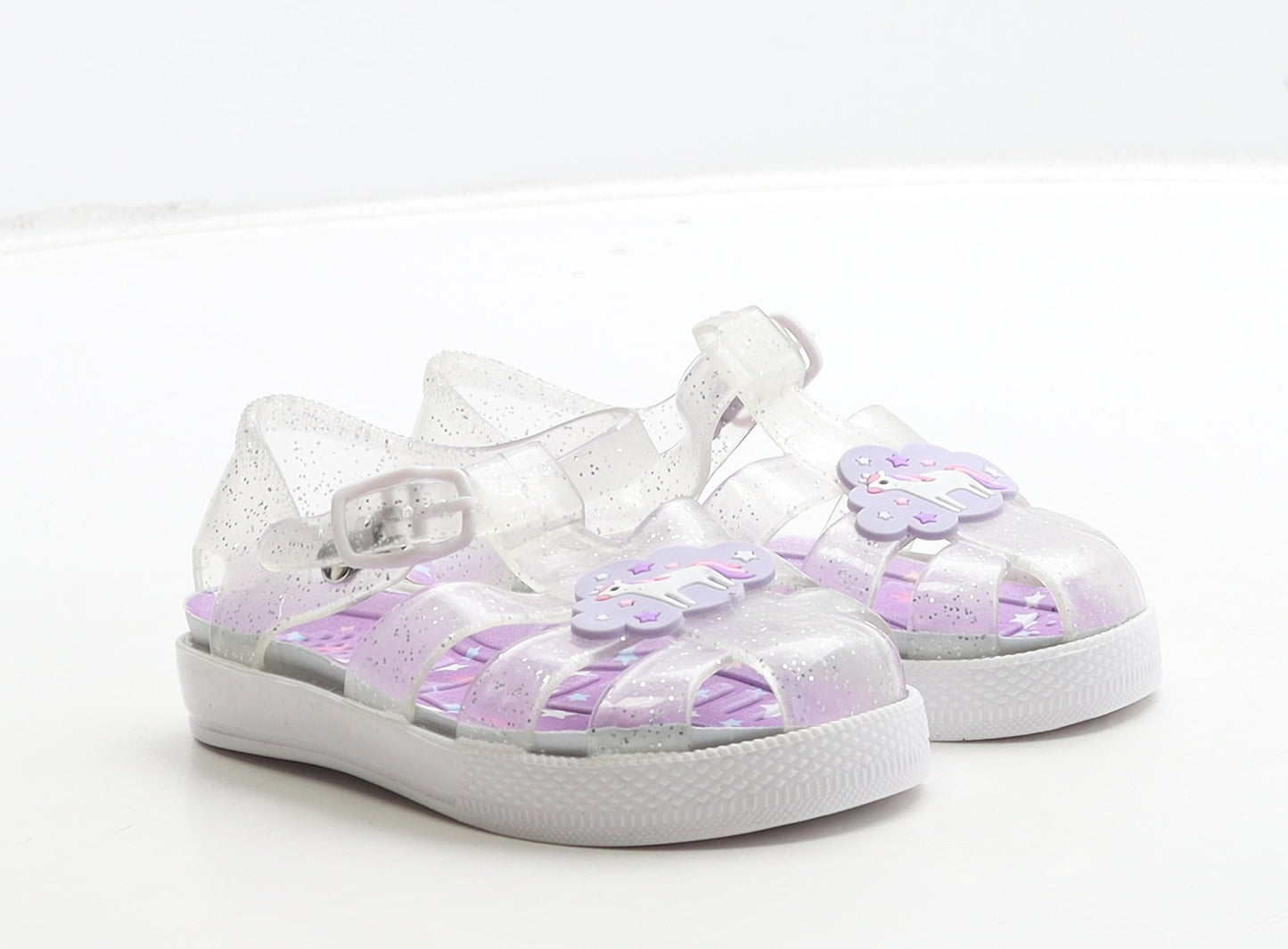 Preworn Girls Clear Rubber Fisherman Sandal UK 6 23 - Unicorn Detail