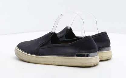 F&F Womens Blue Leather Loafer Flat UK 7 41