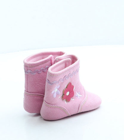 Preworn Girls Pink Polyester Shearling Style Boot UK 0-6 Months