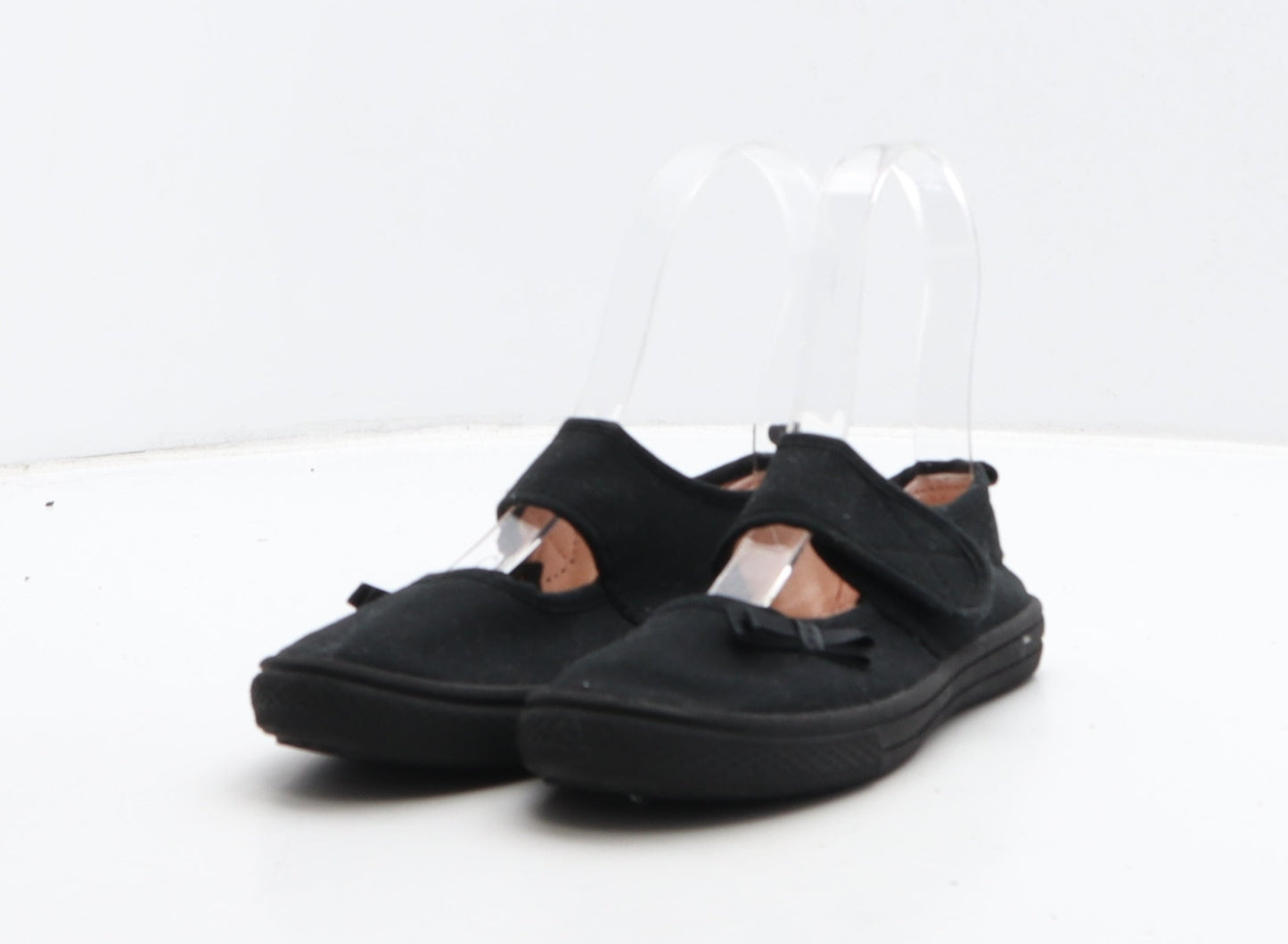 F&F Girls Black Fabric Mary Jane Flat UK 10 28