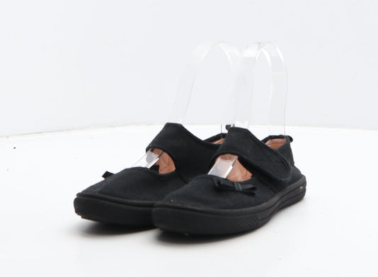 F&F Girls Black Fabric Mary Jane Flat UK 10 28