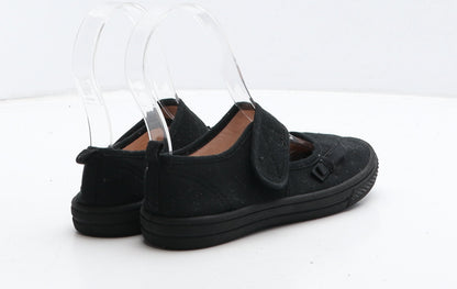 F&F Girls Black Fabric Mary Jane Flat UK 10 28