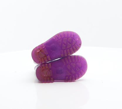 Preworn Girls Purple Rubber Wellies Boot UK 4 - Pups Rule