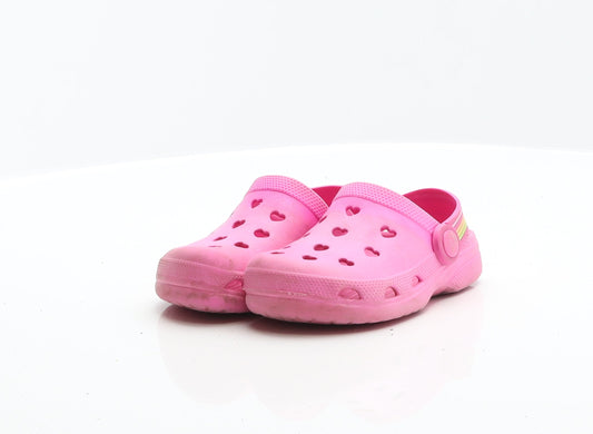 Preworn Girls Pink Rubber Clog Flat UK 6 23