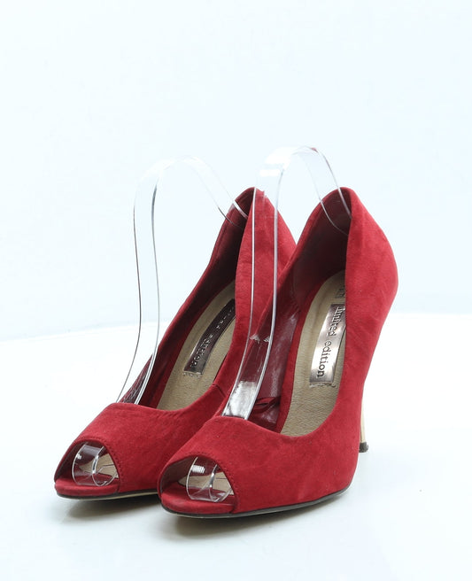 F&F Womens Red Suede Court Heel UK 6 39