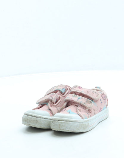 F&F Girls Pink Geometric Leather Trainer UK 3 19 - Zoo animals