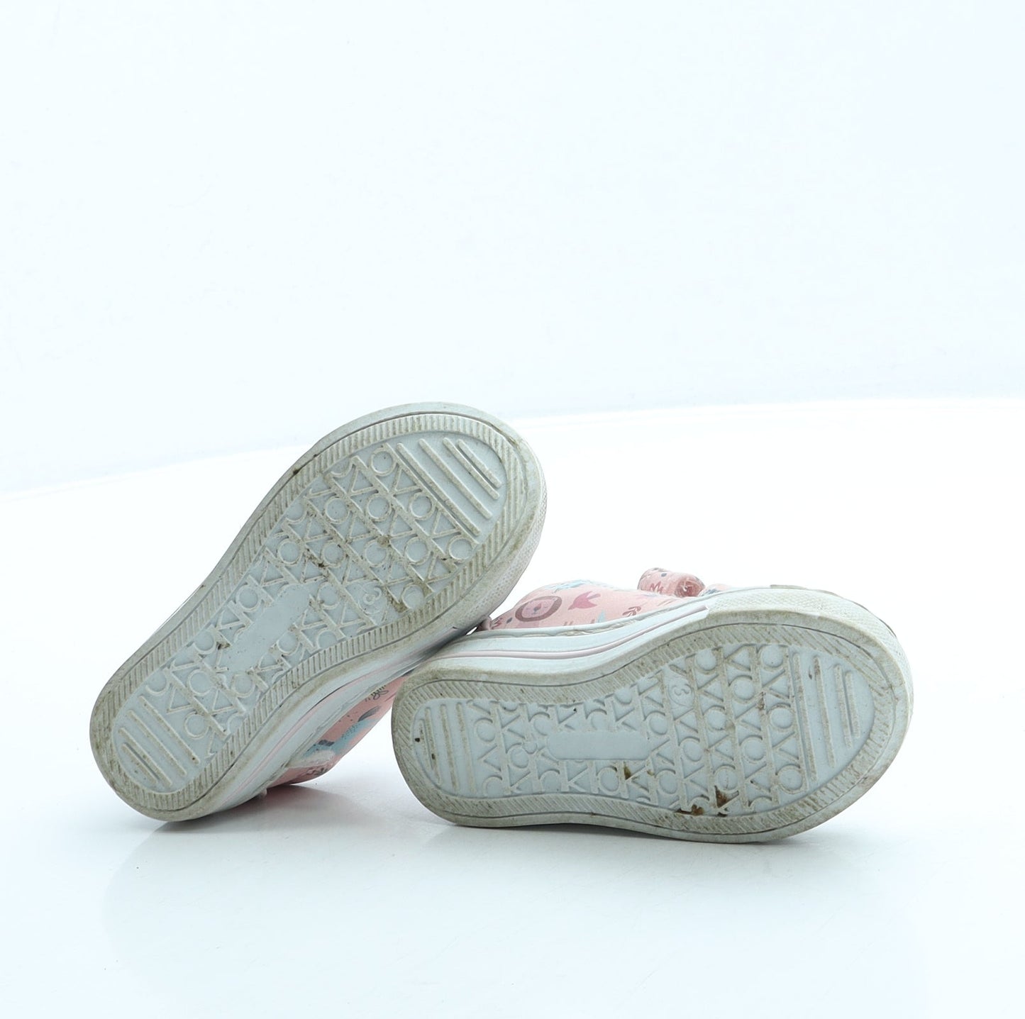 F&F Girls Pink Geometric Leather Trainer UK 3 19 - Zoo animals