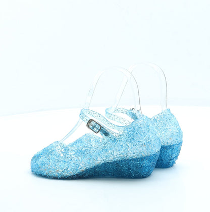Preworn Girls Blue Floral Rubber Court Heel UK 2 34