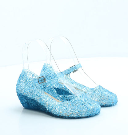 Preworn Girls Blue Floral Rubber Court Heel UK 2 34