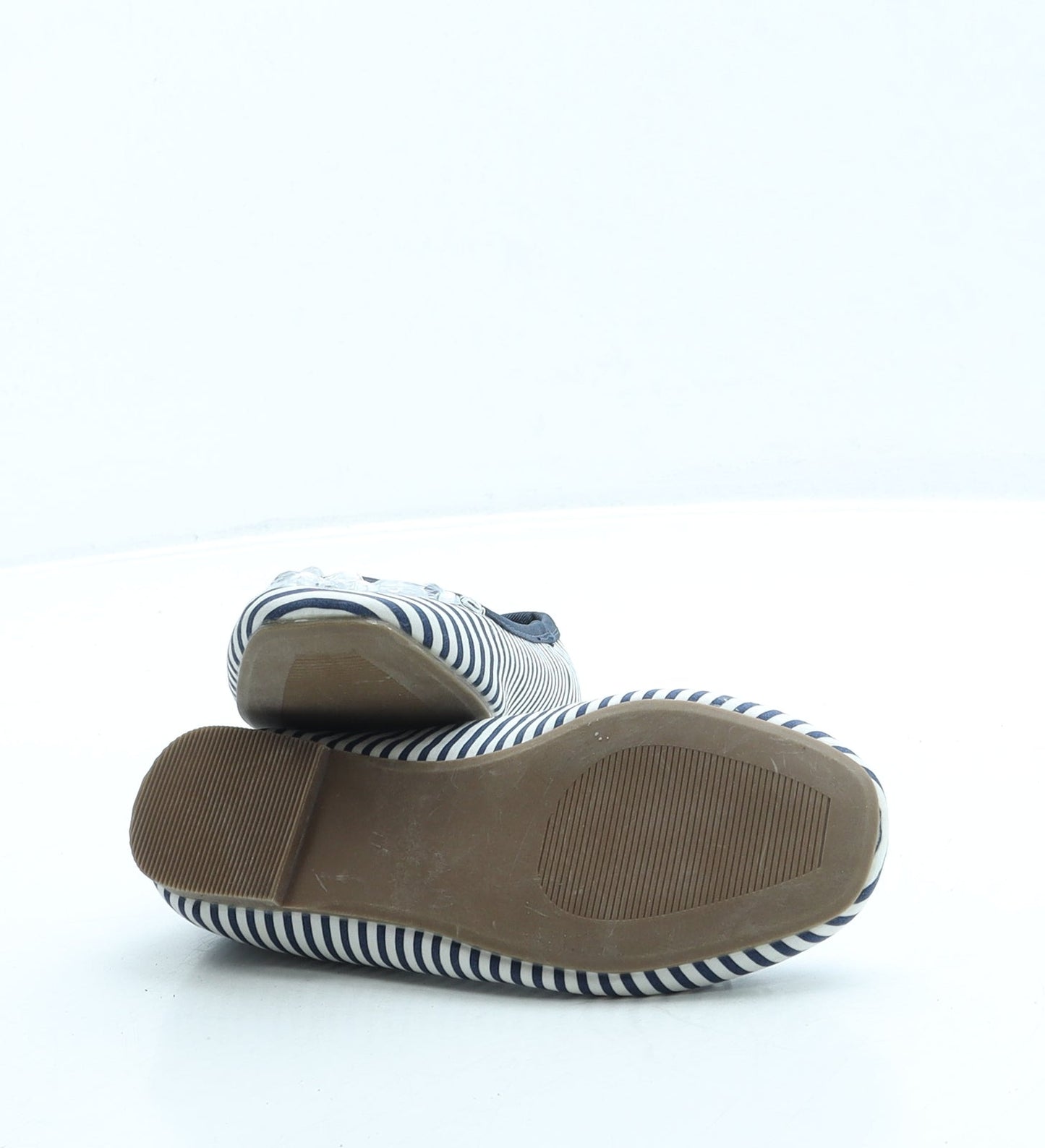 F&F Girls Blue Striped Polyester Ballet Flat UK 10 28