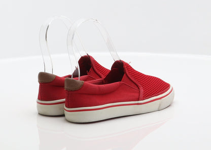 F&F Girls Red Polyester Slip On Flat UK 12 31